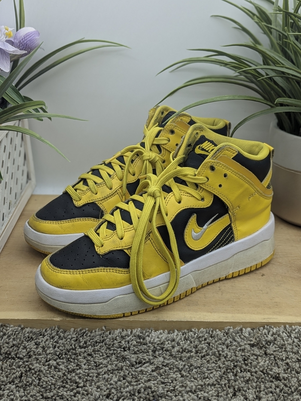 Nike Dunk High Up Goldenrod 2021  Women's Size 7 Leather Shoes